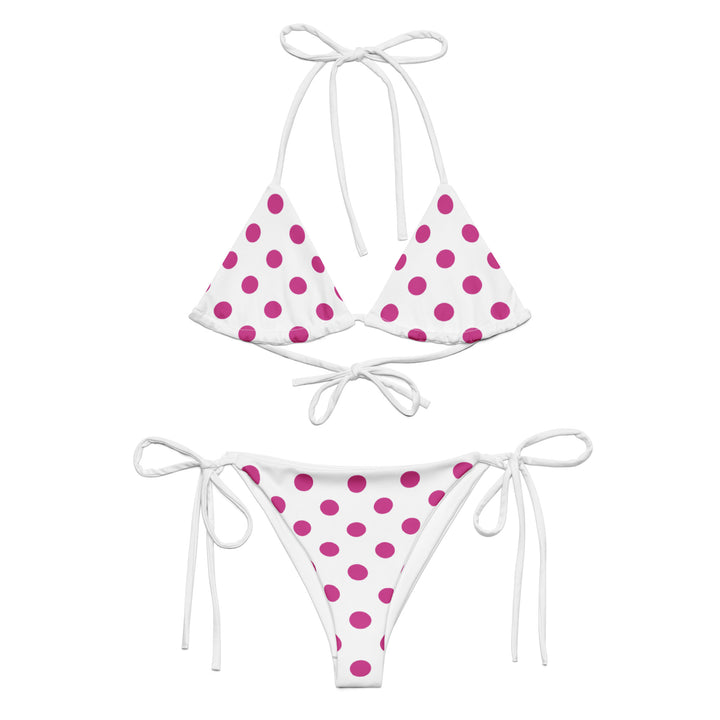 White Polka Dot Bikini Set – Triangle Top & Tie Side Bottom