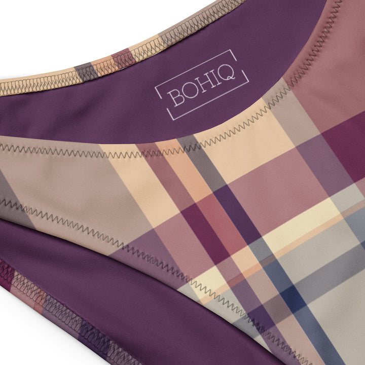 BOHIQ Lavender Haze Plaid High Leg Bikini Bottom