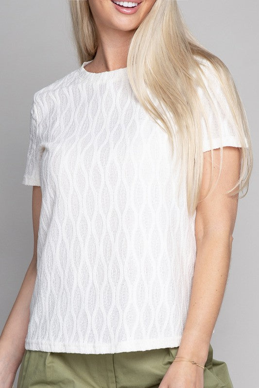 Textured Short Sleeve Blouse