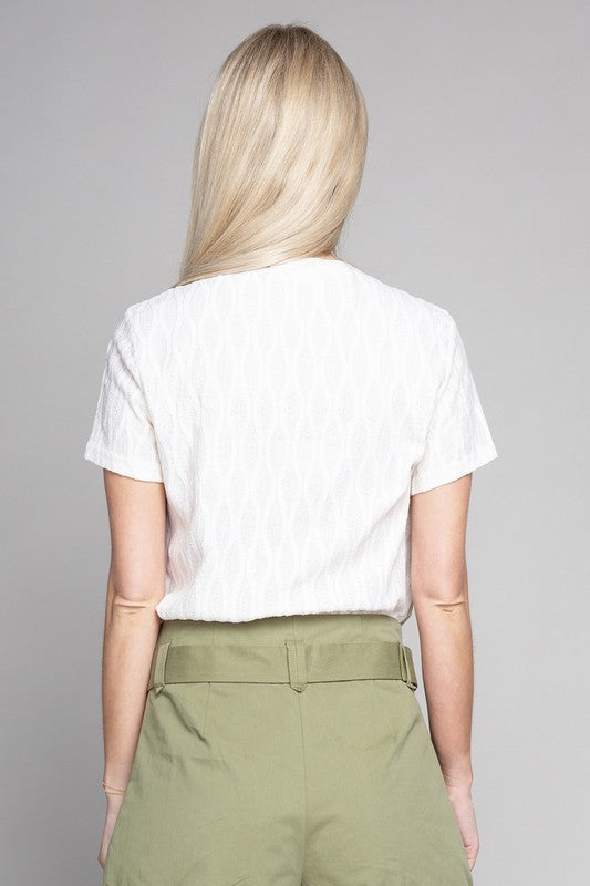 Textured Short Sleeve Blouse
