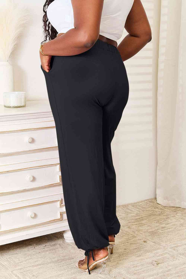 Soft Rayon Drawstring Waist Pants