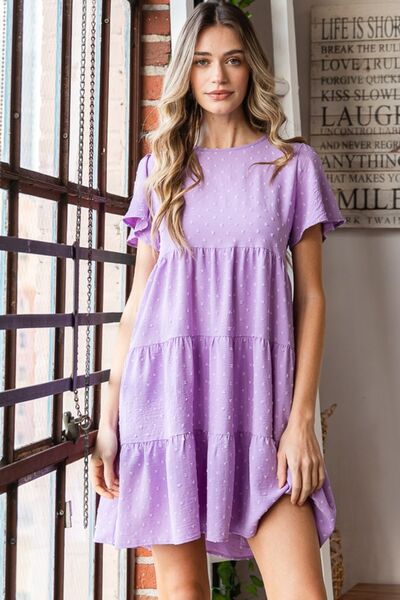 Lilac Swiss Dot Tiered Dress