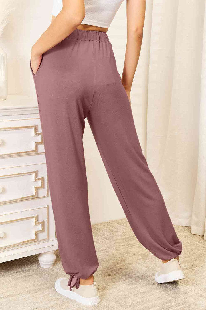 Soft Rayon Drawstring Waist Pants