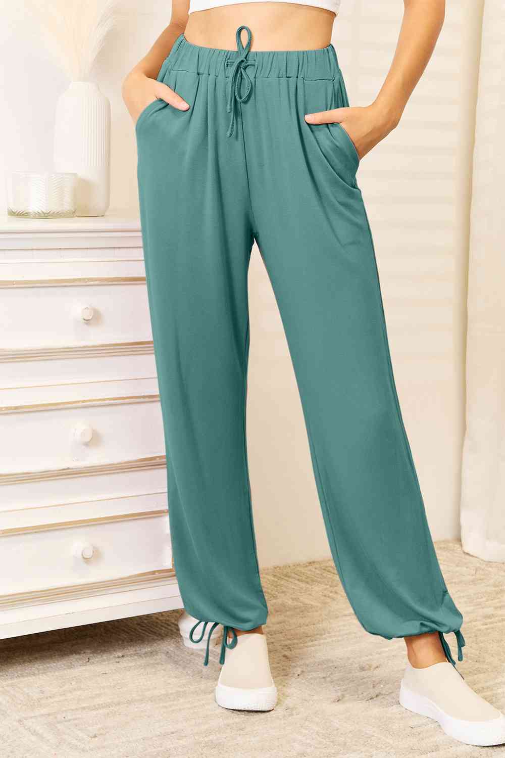 Soft Rayon Drawstring Waist Pants