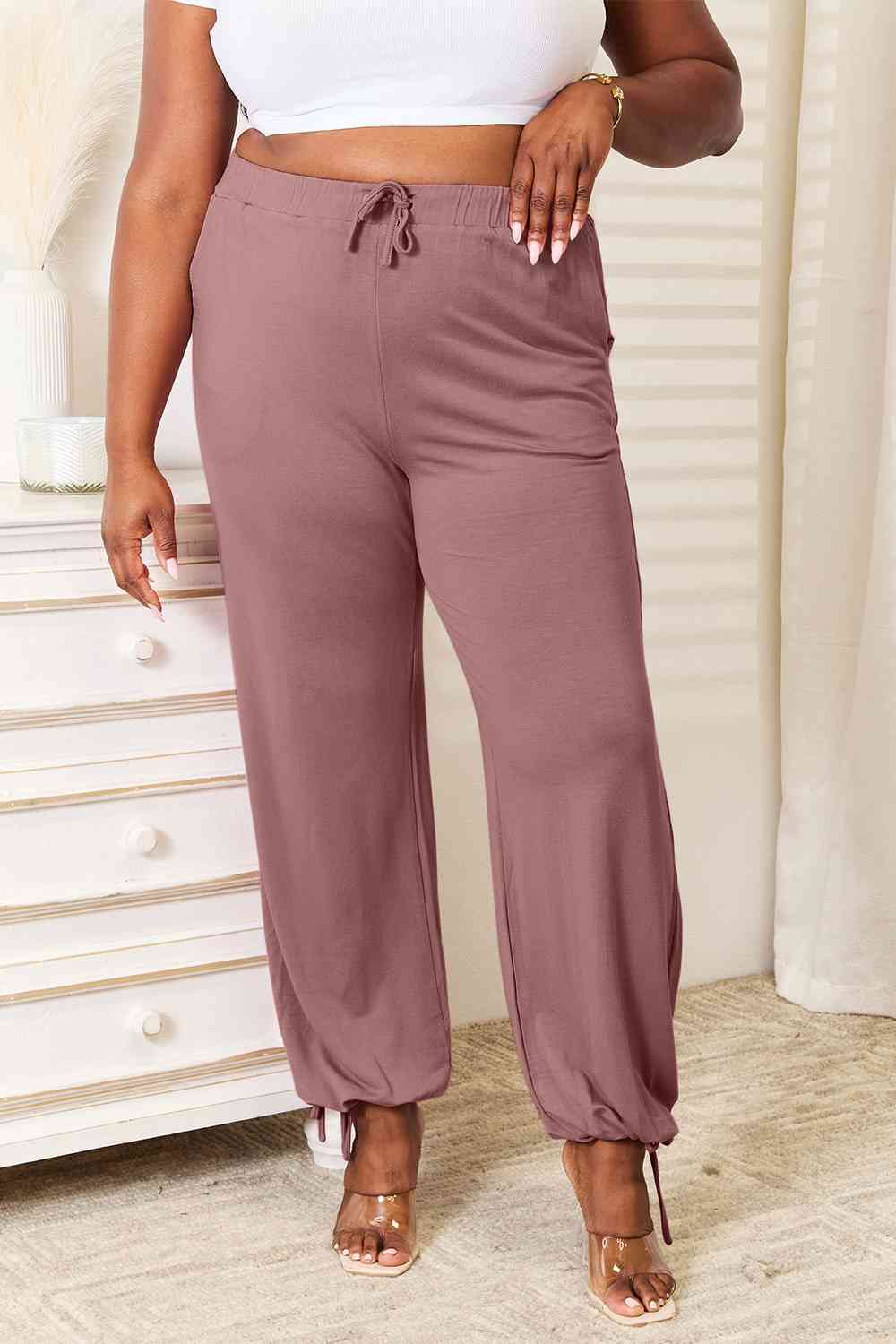 Soft Rayon Drawstring Waist Pants