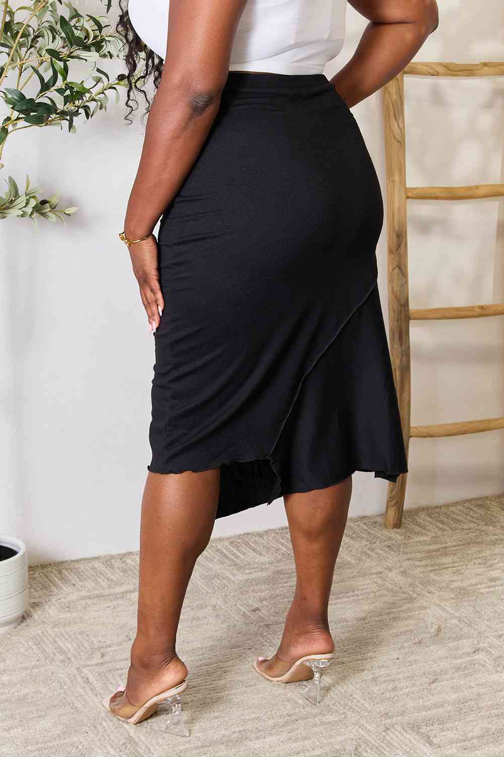 Black High Waist Midi Skirt