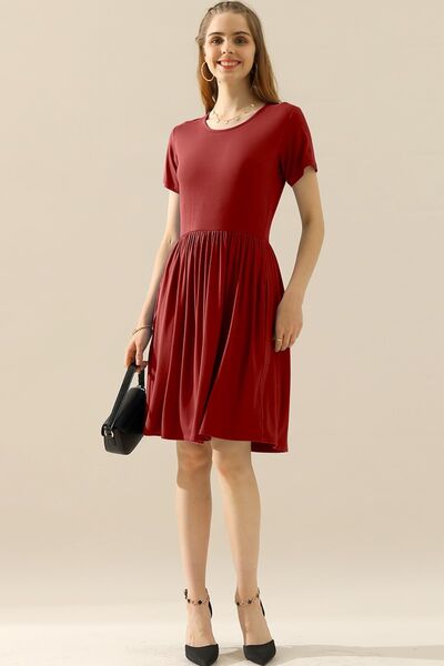 Burgundy Ruched Mini Dress