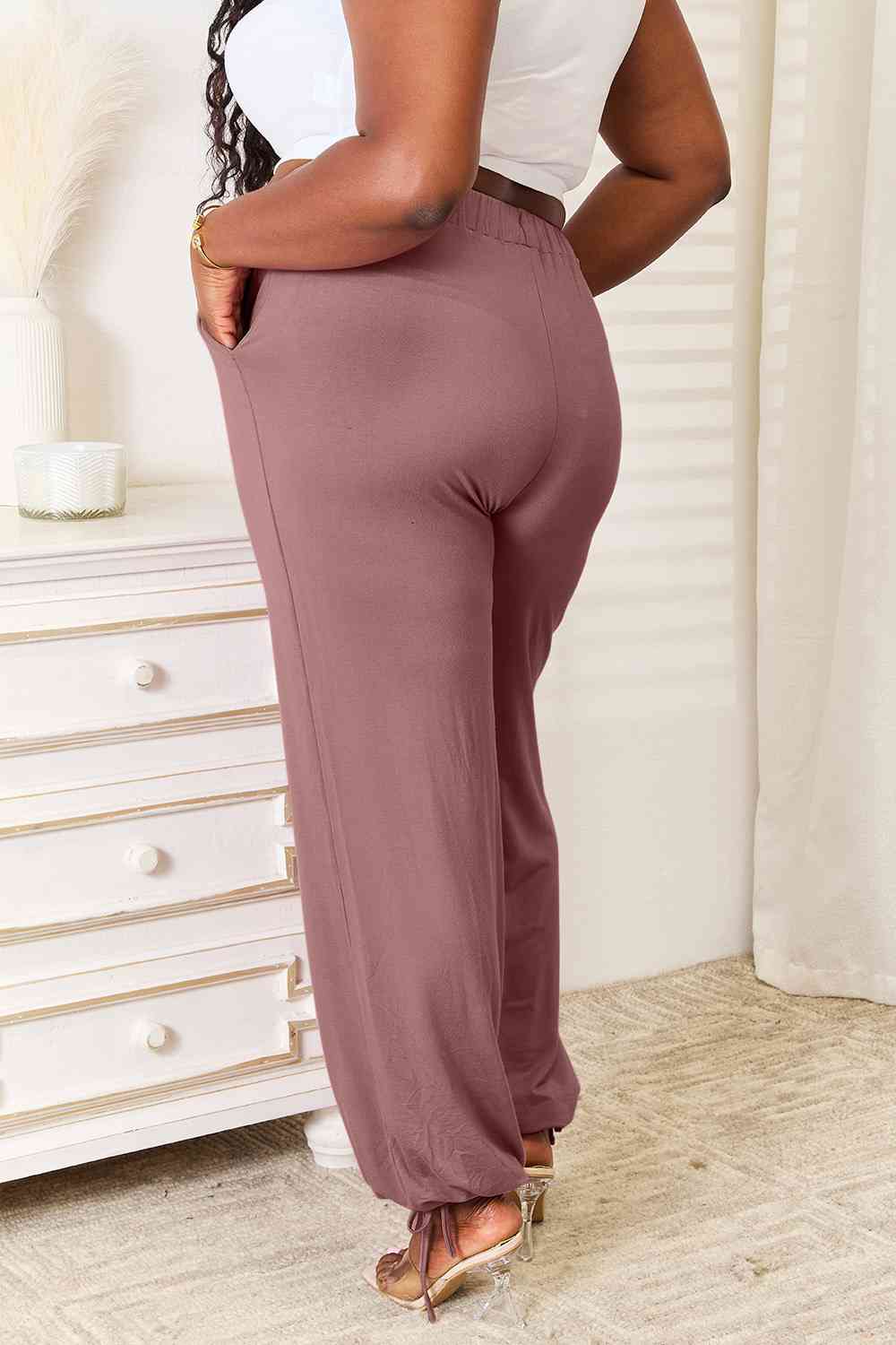 Soft Rayon Drawstring Waist Pants