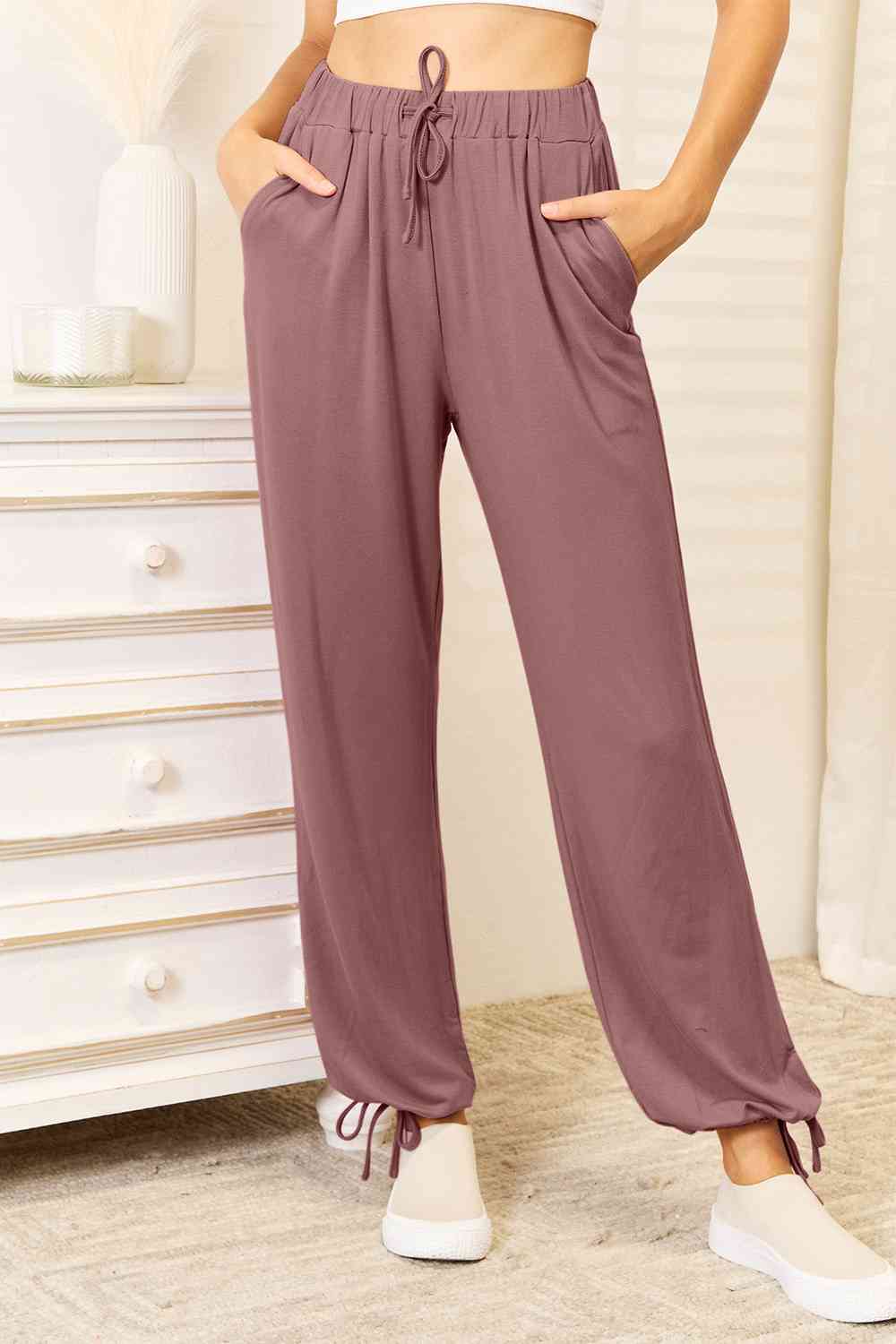 Soft Rayon Drawstring Waist Pants
