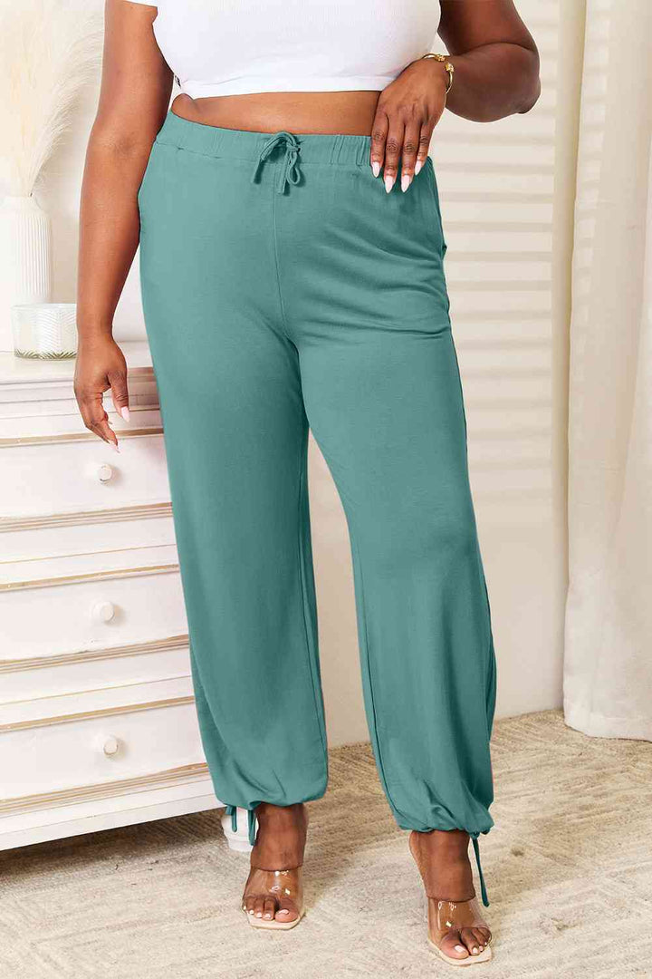 Soft Rayon Drawstring Waist Pants