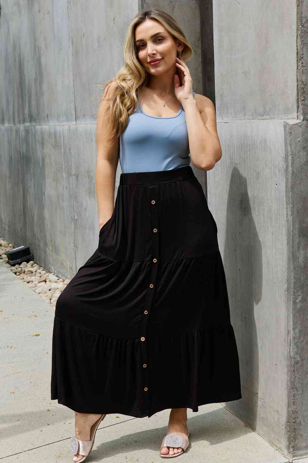 Solid Black Maxi Skirt