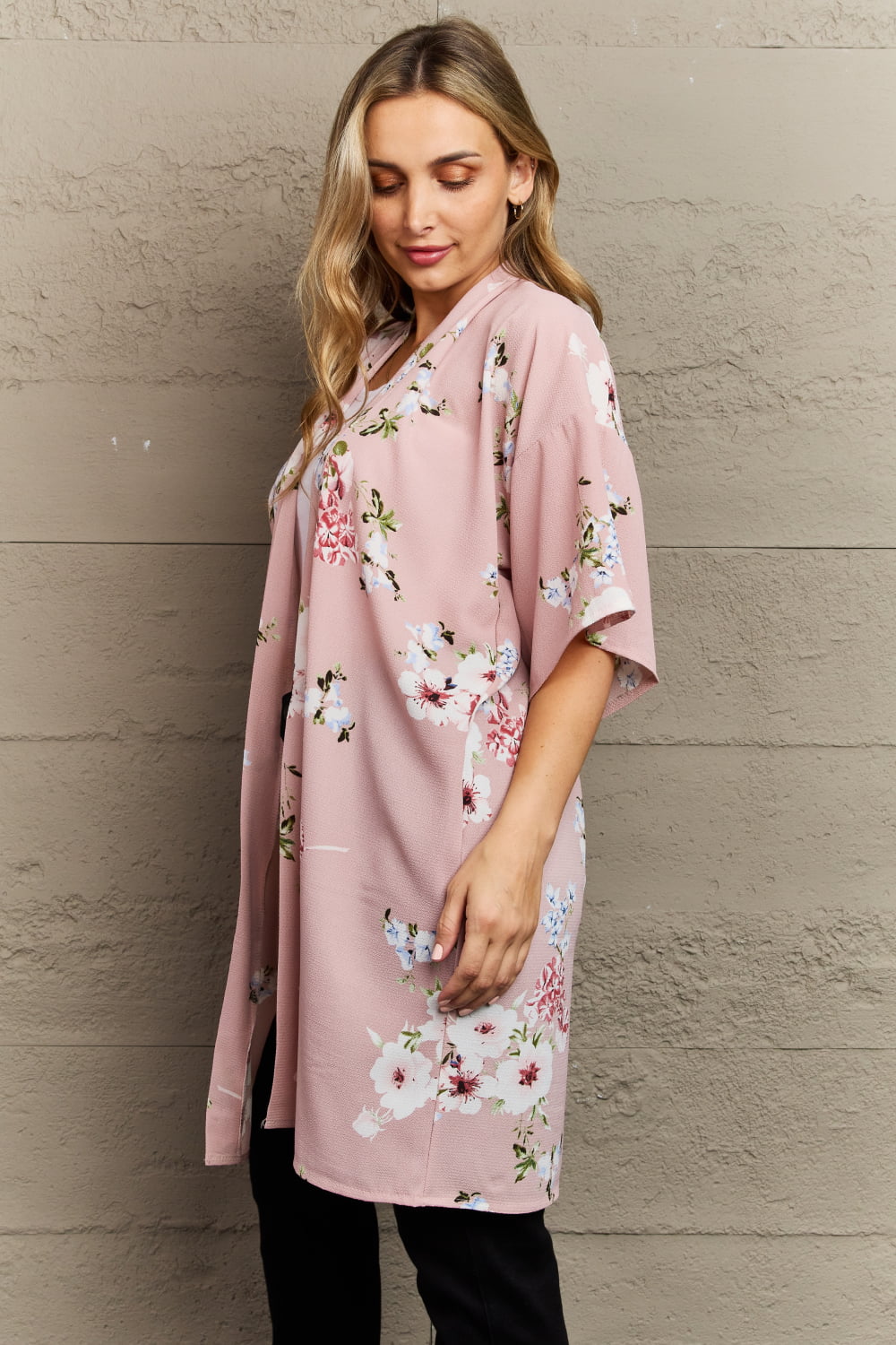 Floral Kimono in Blush Pink