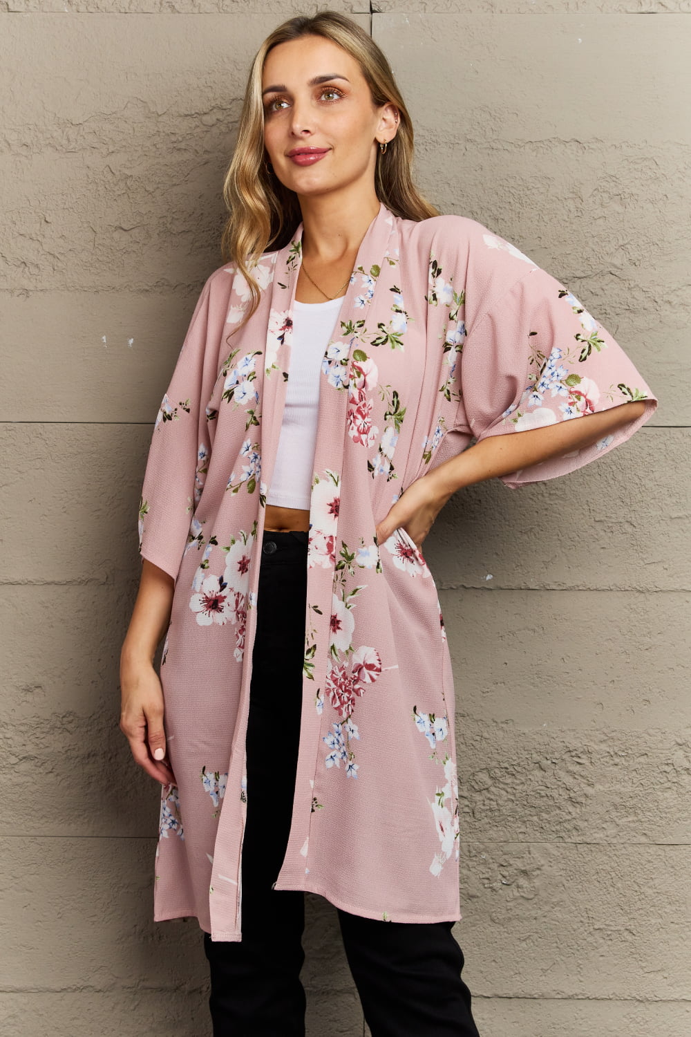 Floral Kimono in Blush Pink