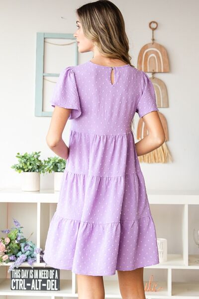 Lilac Swiss Dot Tiered Dress