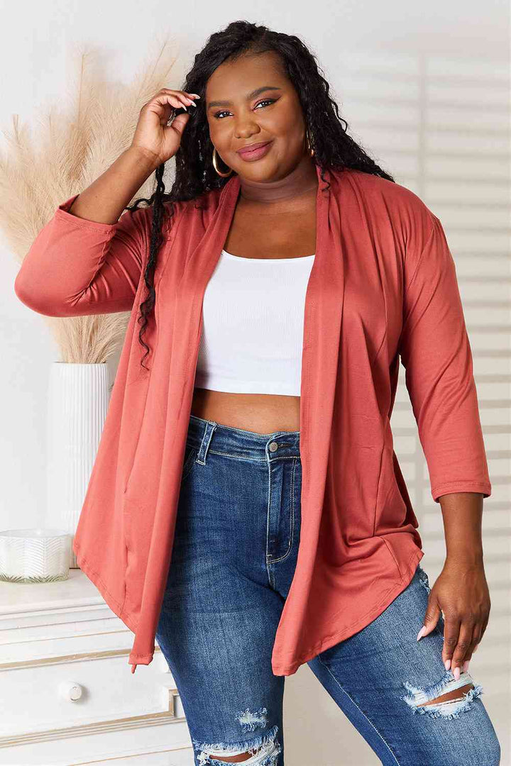 Open Front Cardigan in Coral
