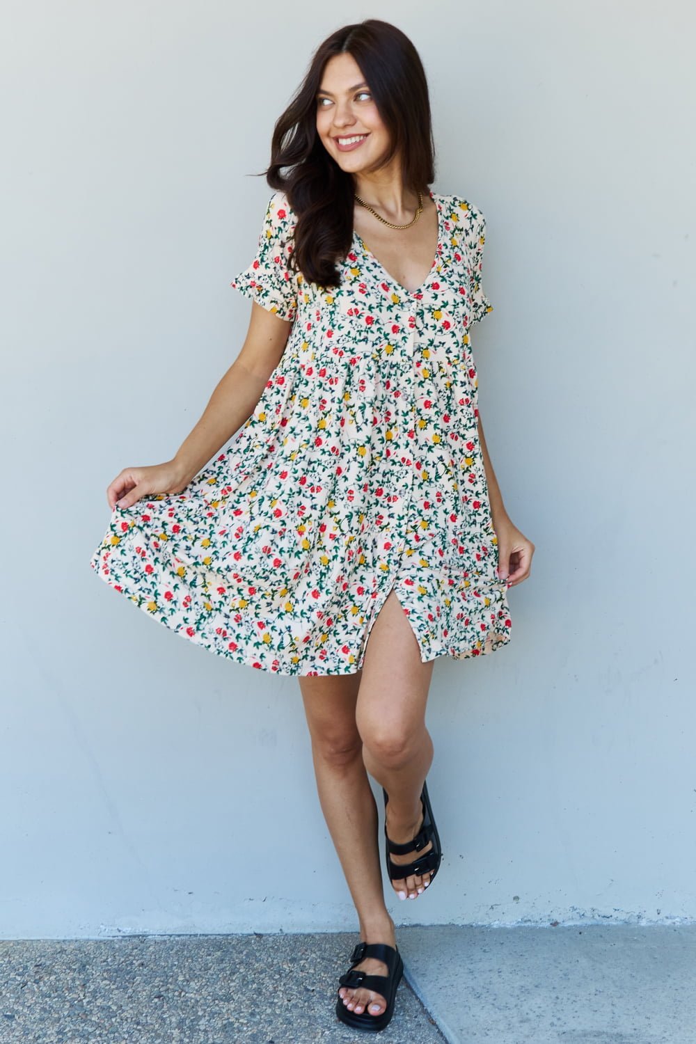 floral mini dress - 1