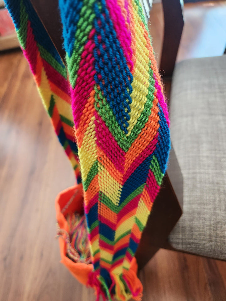 Sturdy orange crochet bag strap