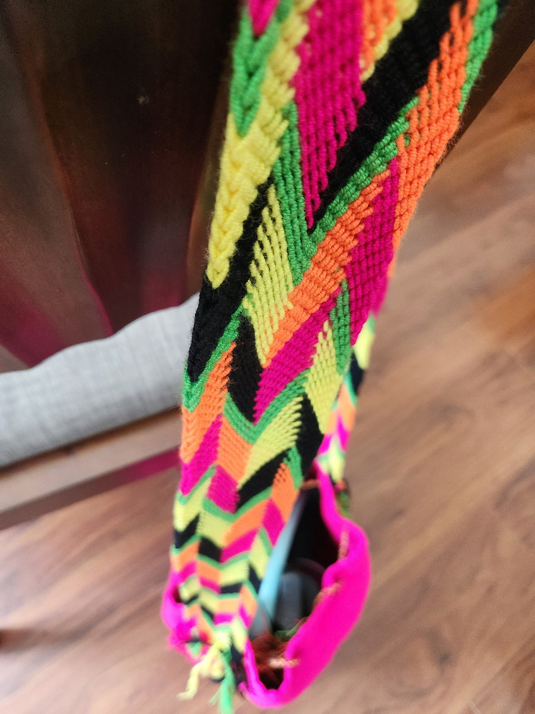 Fuchsia crochet bag strap
