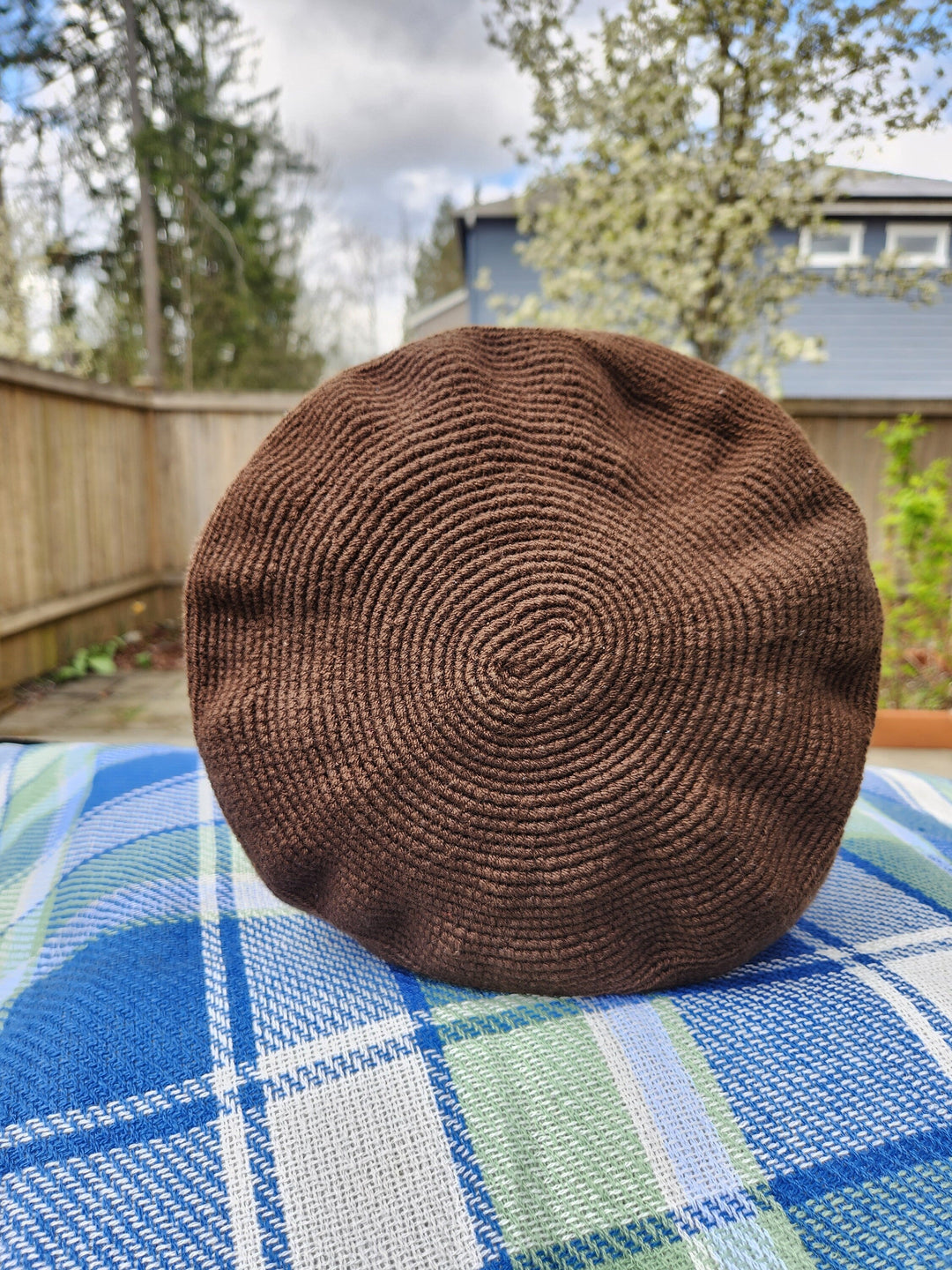 brown crochet bag bottom view