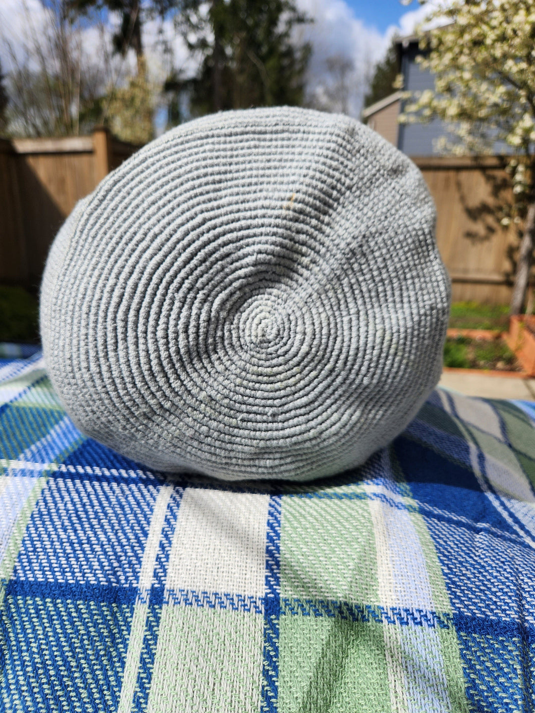 gray crochet bag bottom