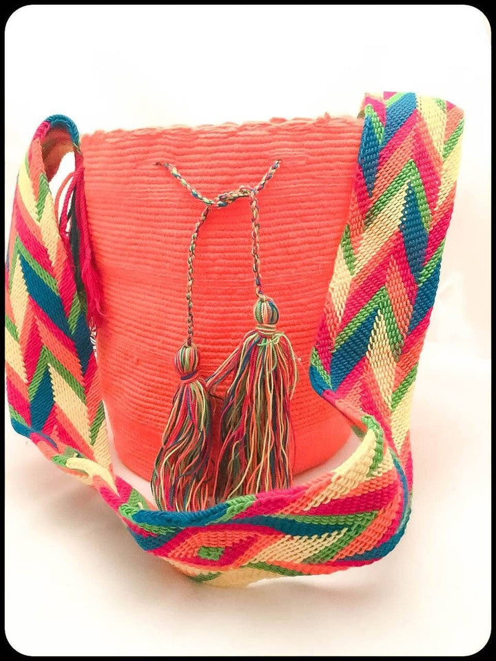 Sturdy orange crochet bag front 2