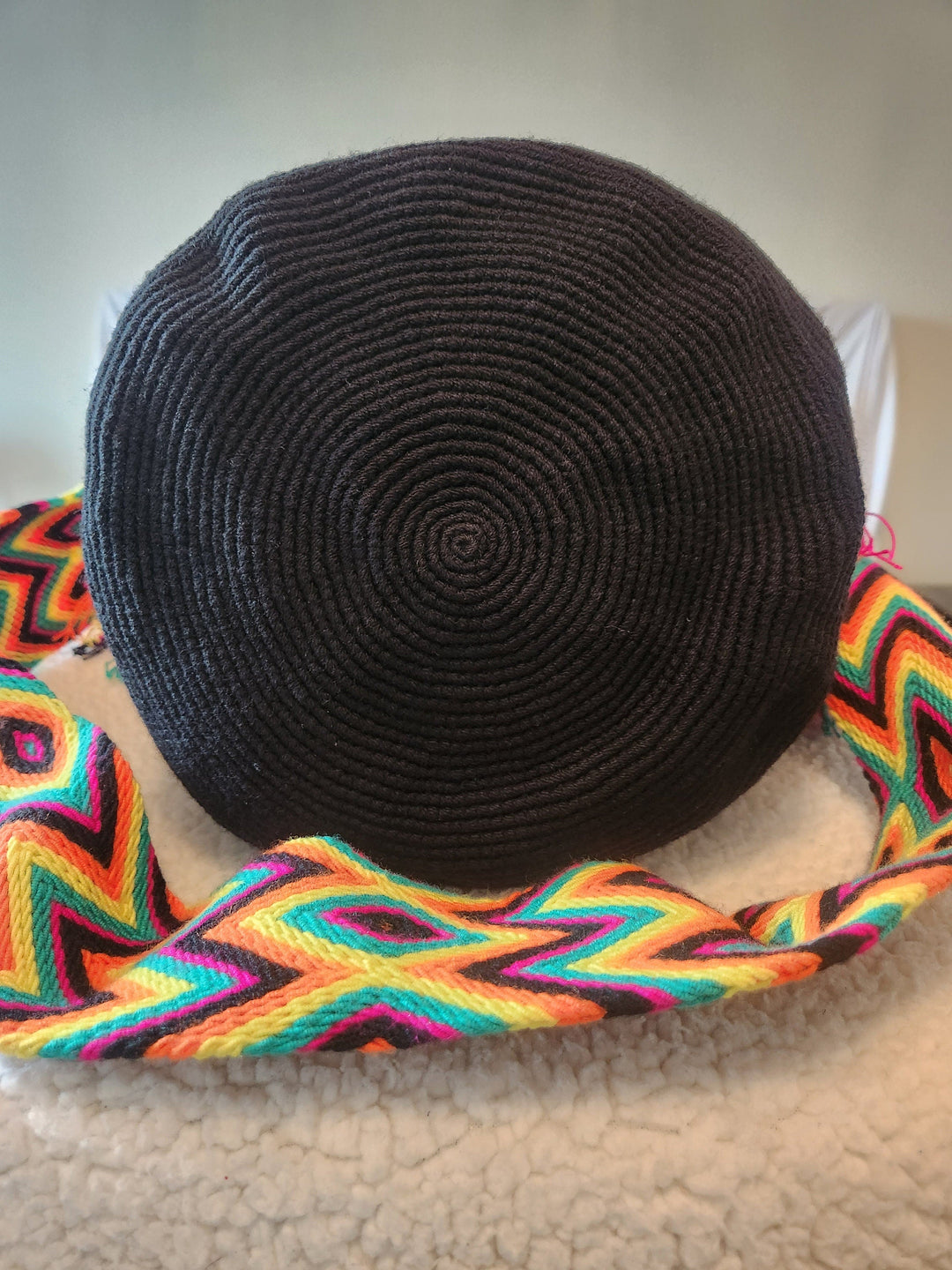 Black crochet bag bottom view