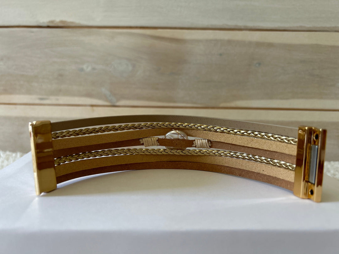 Multilayer Boho Wrap Bracelet with Faux Baroque Pearl