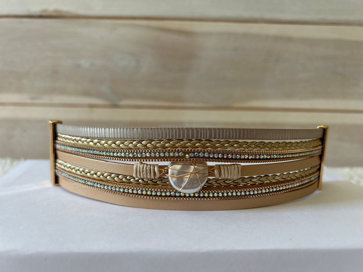 Multilayer Boho Wrap Bracelet with Faux Baroque Pearl