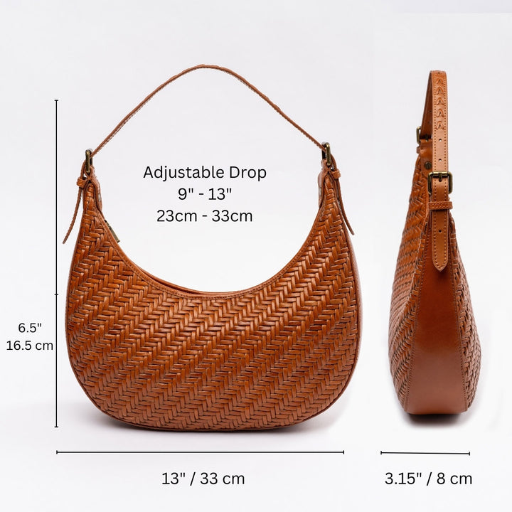 Brown Leather Purse - Woven Leather Handbag