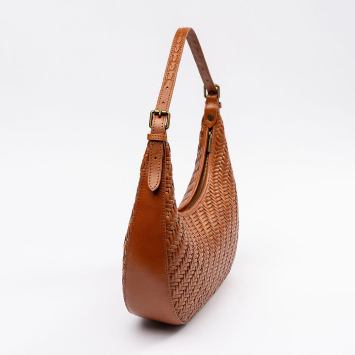 Brown Leather Purse - Woven Leather Handbag