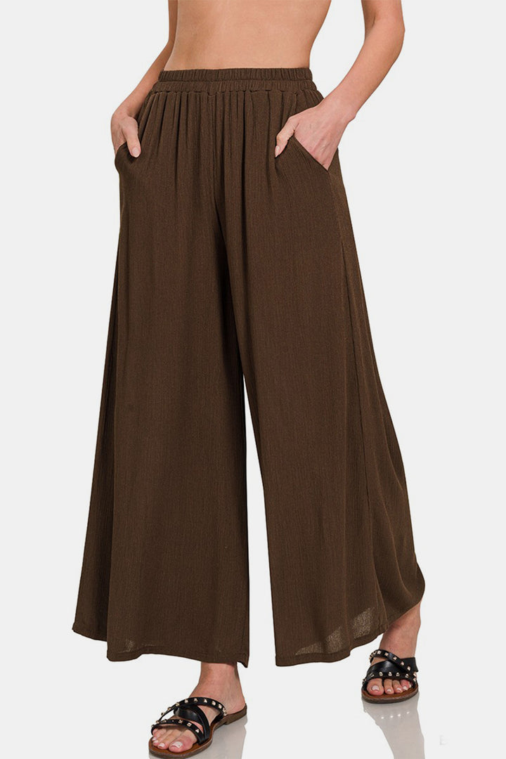 Opaque Brown Woven Pants