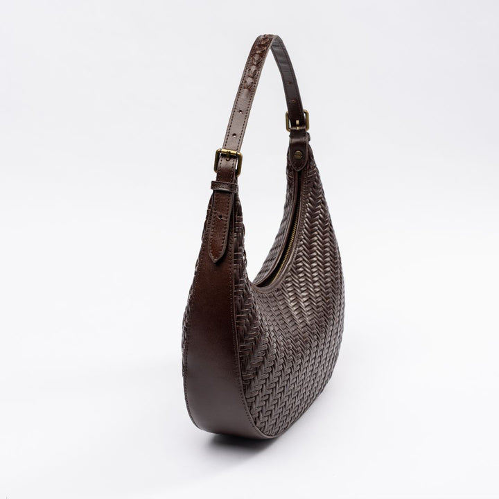 Brown Leather Purse - Woven Leather Handbag