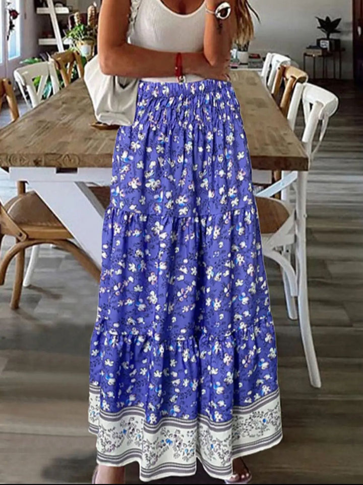 Full Size Tiered  Elastic Waist Skirt