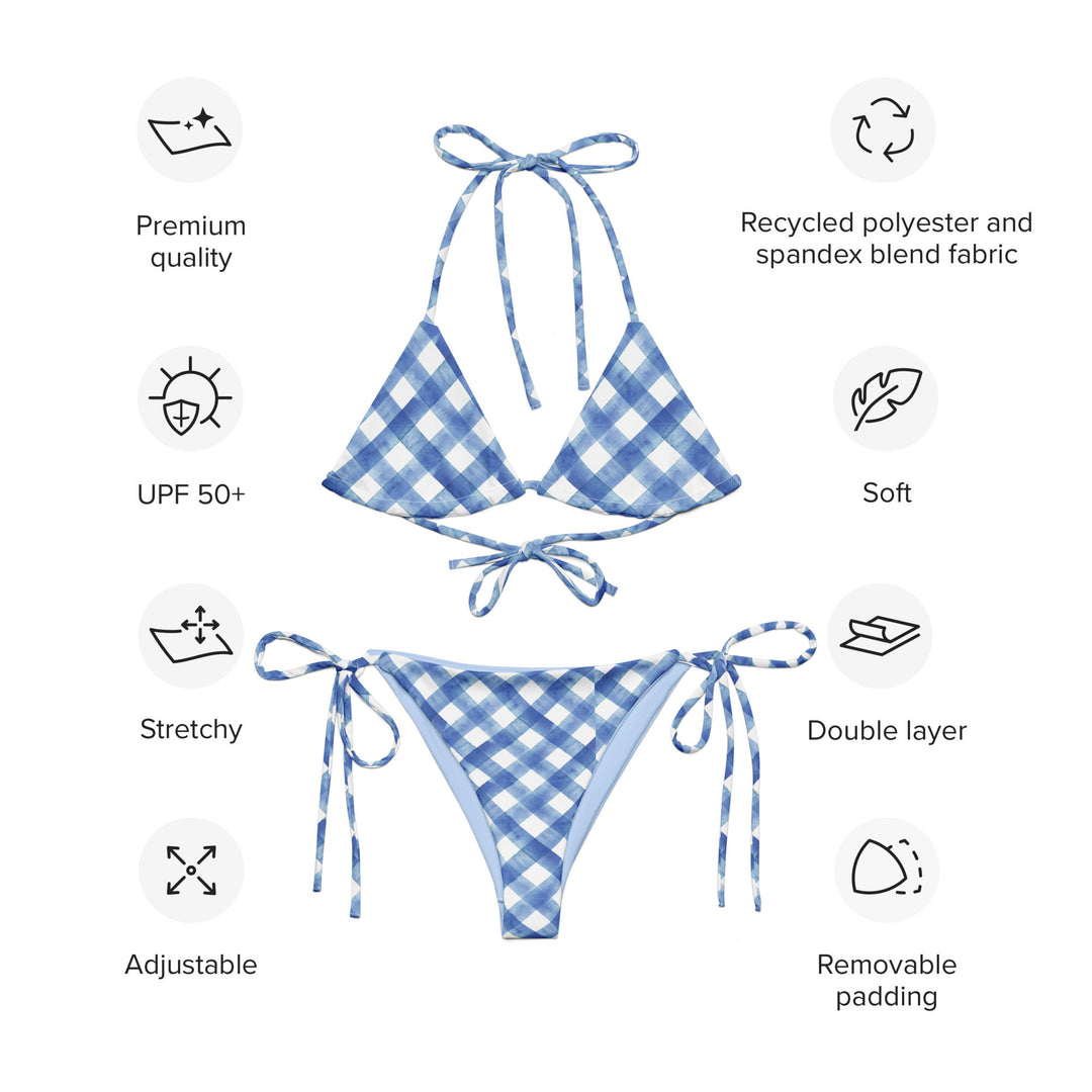 Blue Gingham String Bikini