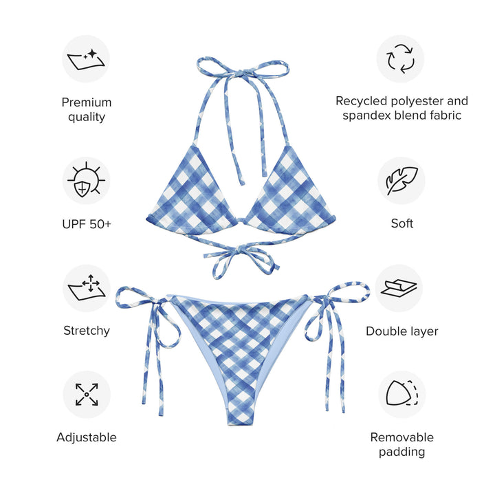 Blue Gingham String Bikini