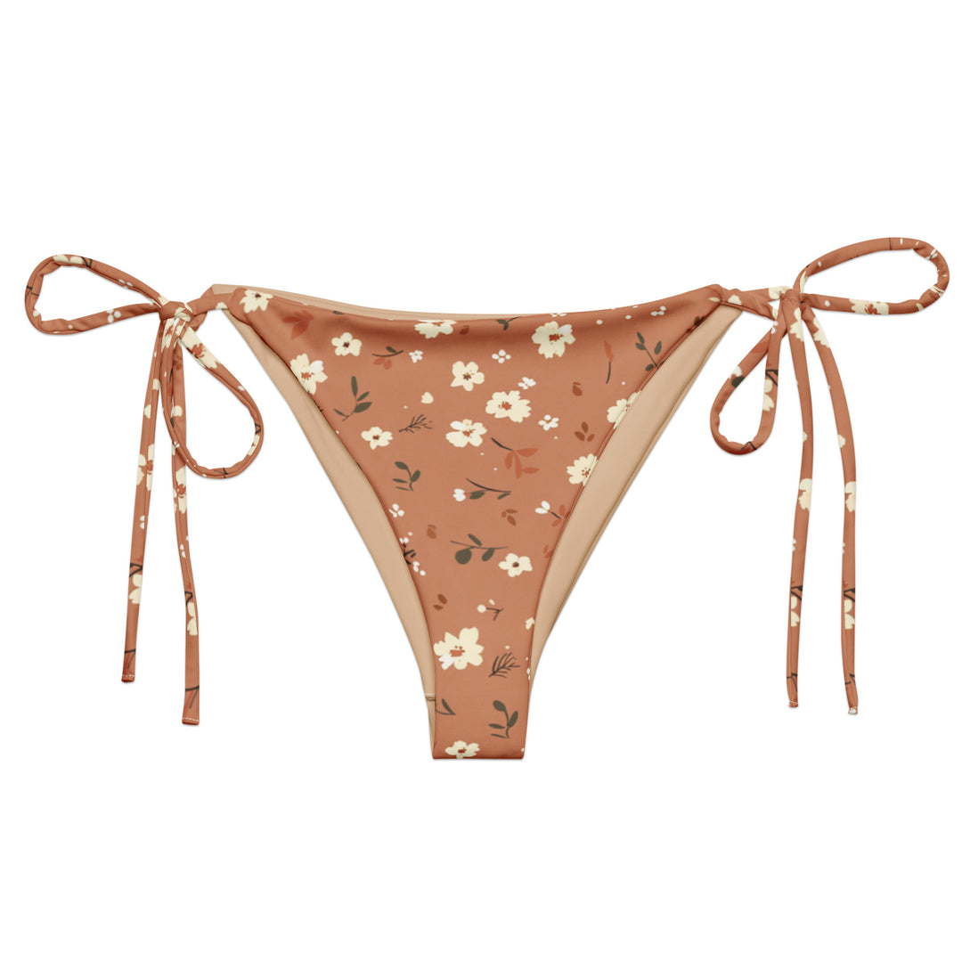 Burnt Orange Floral String Bikini Bottom