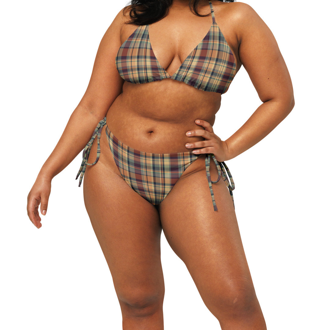 Earthy Plaid String Bikini