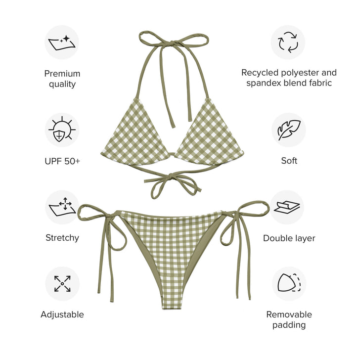 Green Gingham String Bikini