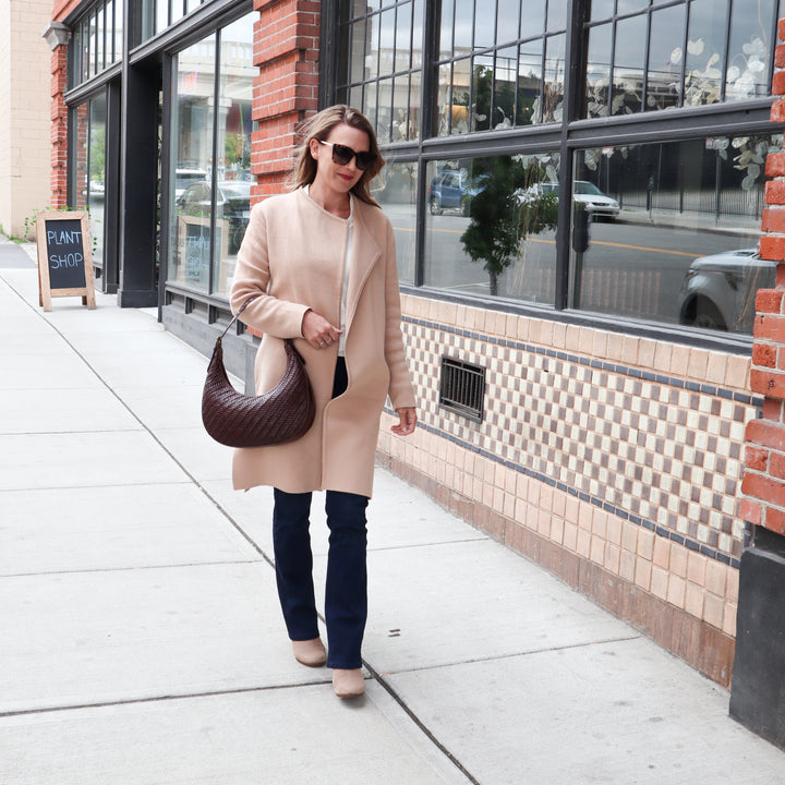 Brown Leather Purse - Woven Leather Handbag