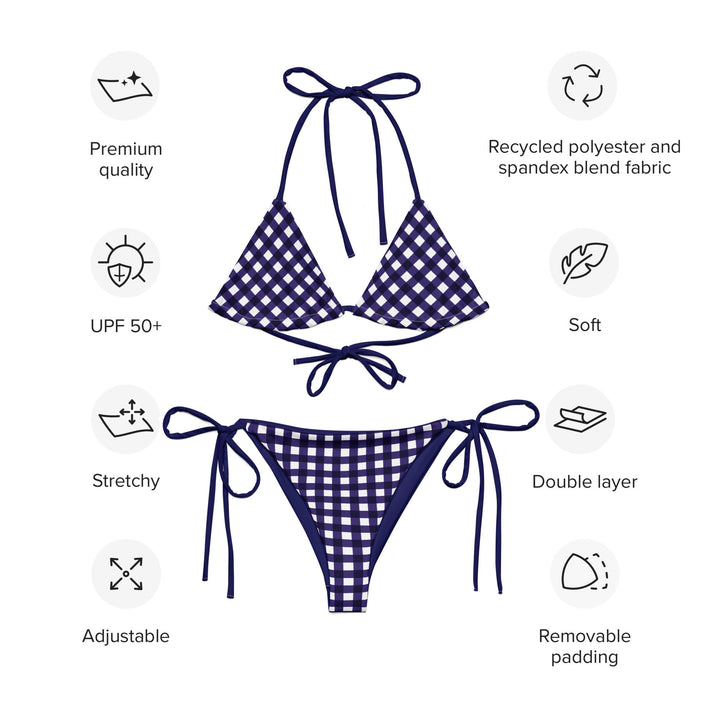 Navy Blue Gingham Bikini