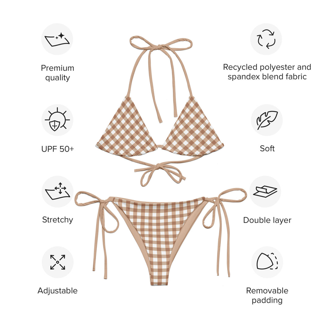 Beige Gingham Bikini by BOHIQ  