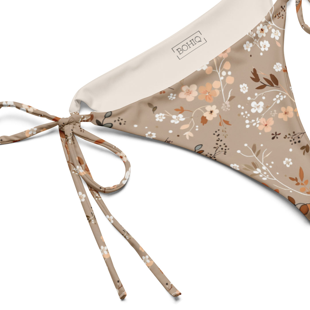 Soft Brown Floral String Bikini Bottom