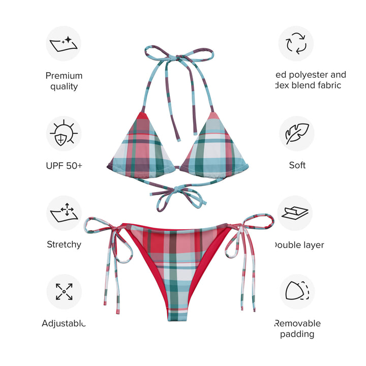 Cherry Blossom Plaid Bikini Set