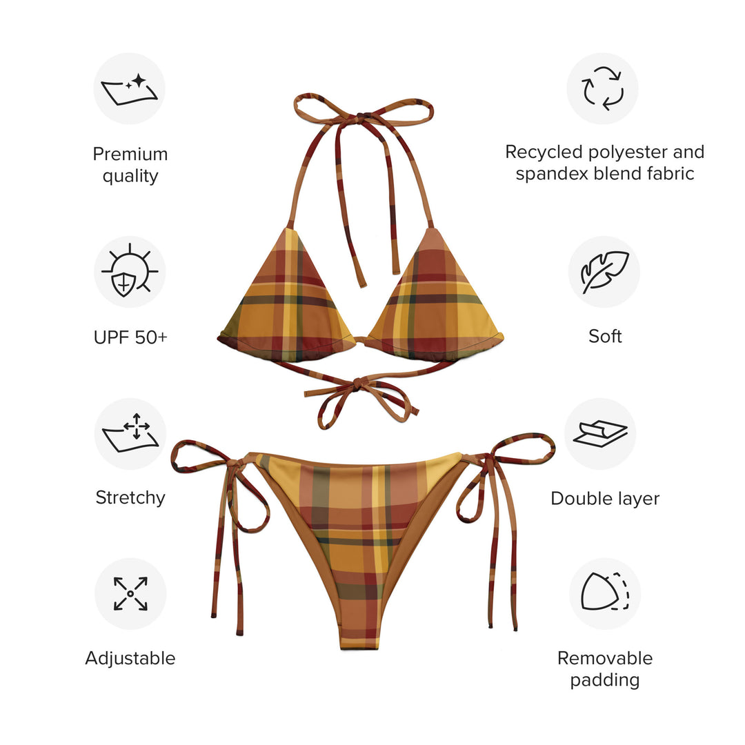 Sunset Plaid String Bikini