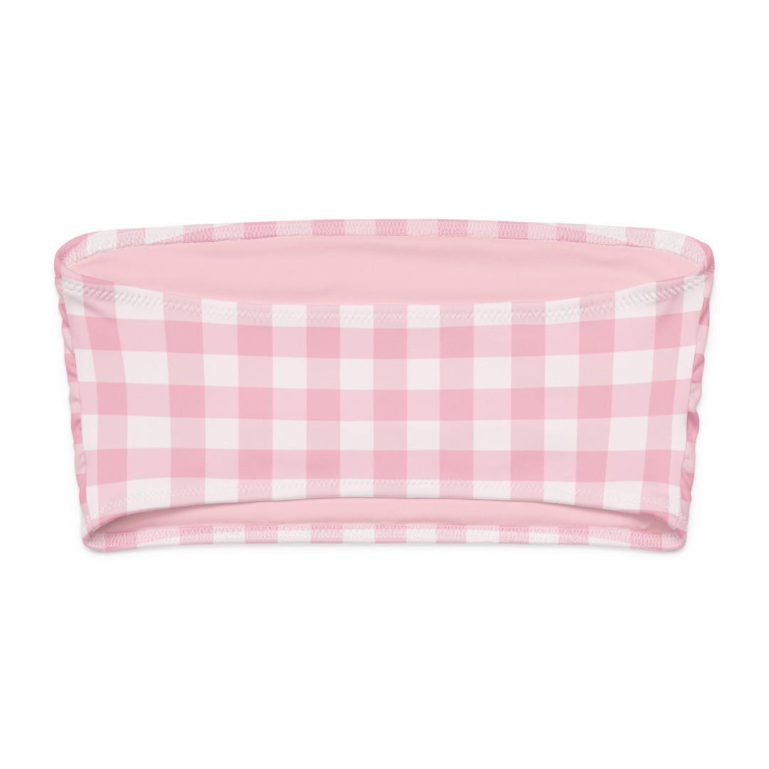 Pink Gingham Bandeau Bikini Top