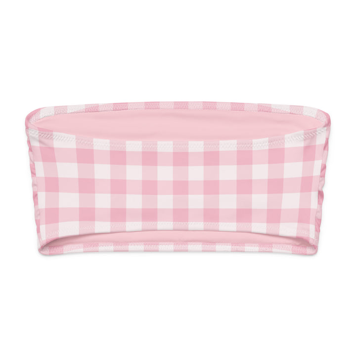 Pink Gingham Bandeau Bikini Top