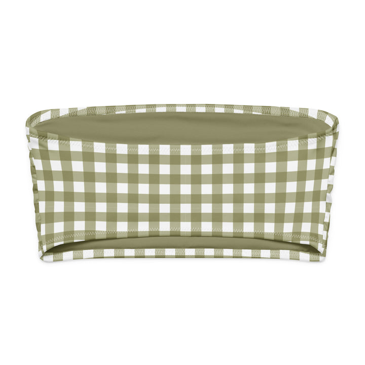 Green Gingham Bandeau Bikini Top
