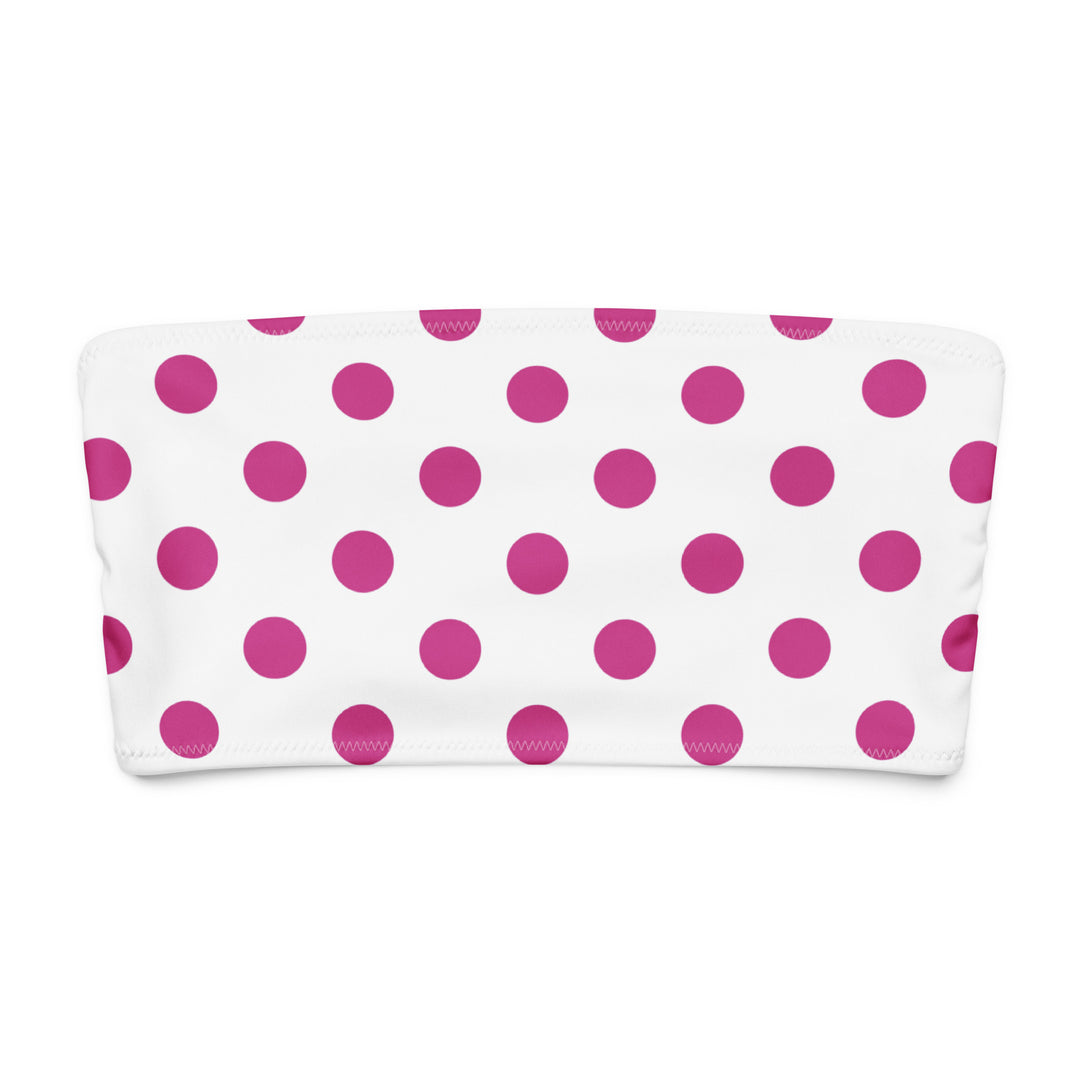 White Polka Dot Bandeau Bikini Top 