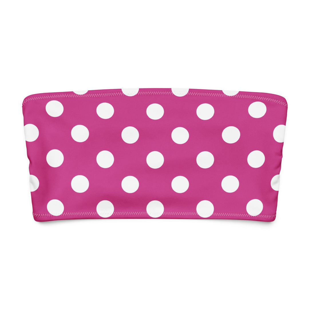 Fuchsia Polka Dot Bandeau Bikini Top