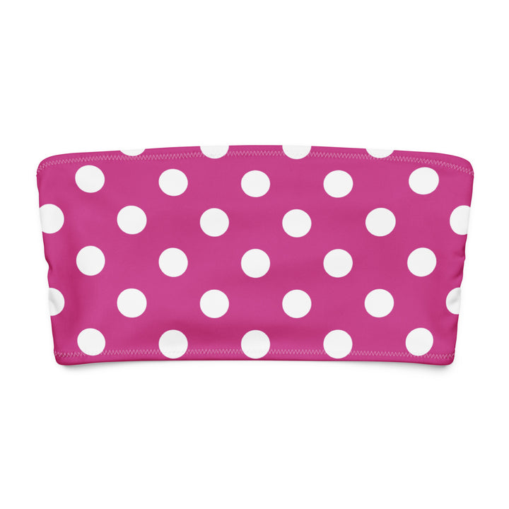 Fuchsia Polka Dot Bandeau Bikini Top